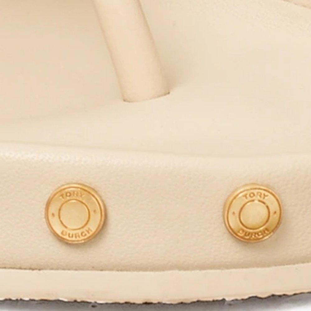 Tory Burch Miller LAST ONES! Cloud Coin Thong Sandals New Cream Ivory Leather - Picture 10 of 11